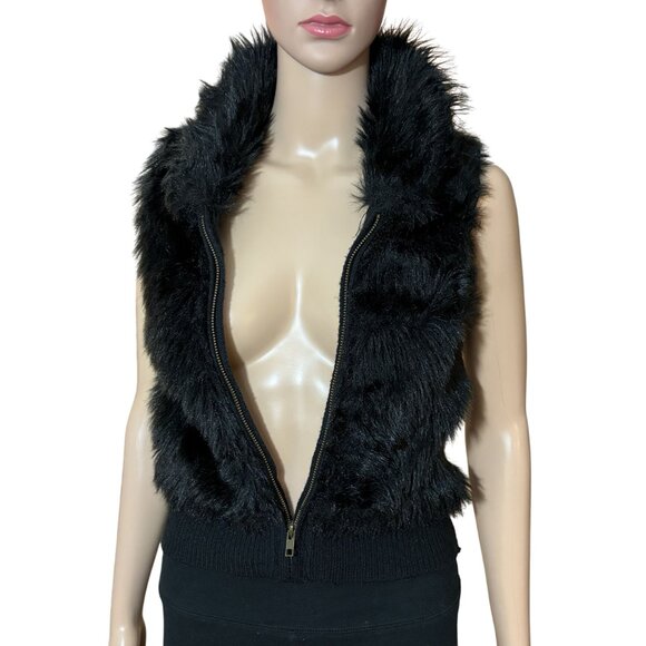 Arizona Jeans Co Black Faux Fur Vest Size XS - Picture 4 of 4